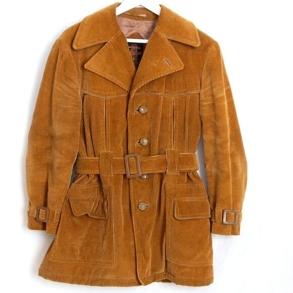 Dominique Other - Vgt 70s Brown Plush Western Style Jacket Men Sz 38/S Corduroy Made in Yugoslavia